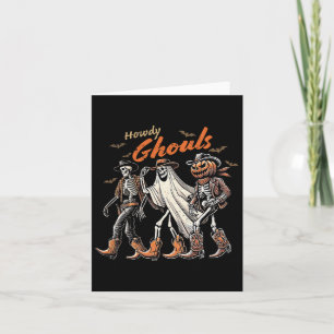 Tarjeta Retro Howdy Esqueletos Vaquero Occidental Rodeo H