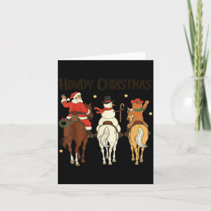 Tarjeta Retro Howdy Navidad Santa Muñeco de nieve Pan de j