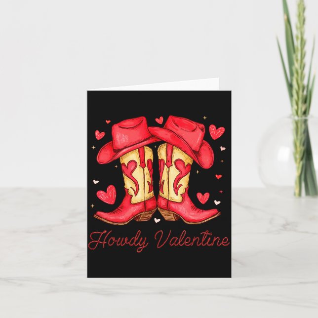 Tarjeta Retro Howdy Valentine Western Valentines Day Cowbo (Anverso)