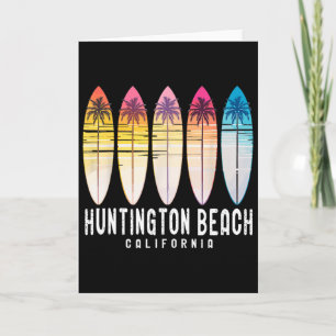 Tarjeta Retro Huntington Beach California Surfista Surfand