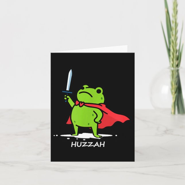 Tarjeta Retro Huzzah Frog Knight Funny Sword Meme Quote Me (Anverso)