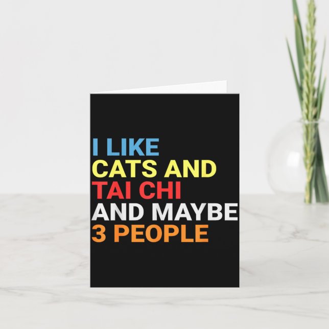 Tarjeta Retro I Like Cats And Tai Chi Lover Funny Martial  (Anverso)
