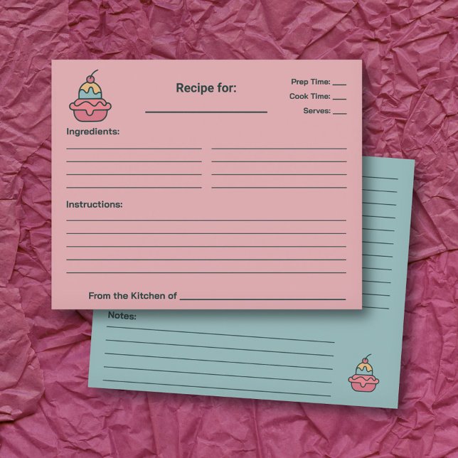 Tarjeta Retro Ice Cream Briam Shower Recipe (Retro Ice Cream Bridal Shower Recipe Card)