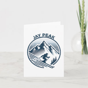 Tarjeta Retro Jay Peak Vermont Esquí Esquiador Azul Vintag
