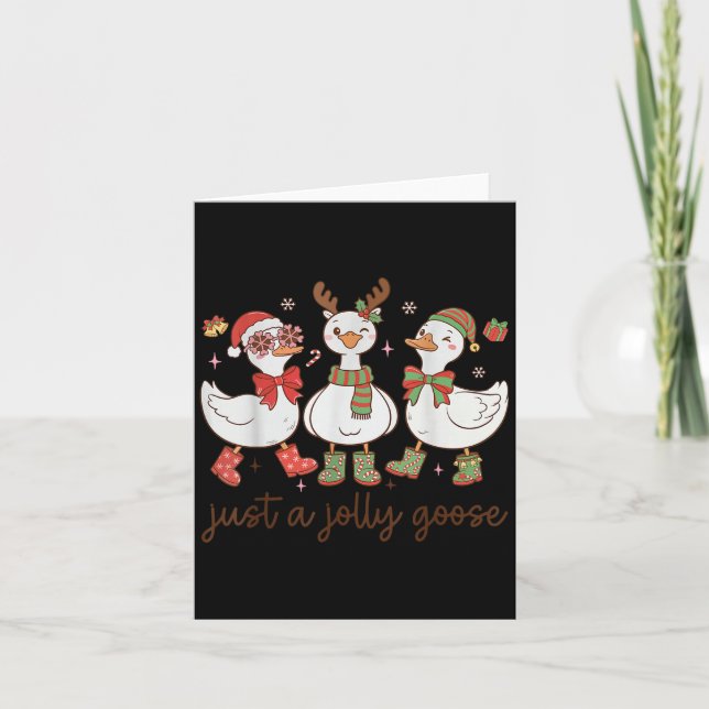 Tarjeta Retro Just A Jolly Goose Satan Christmas Holiday C (Anverso)