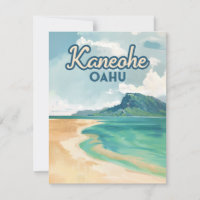 Tarjeta retro Kaneohe Sandbar Oahu Hawaii