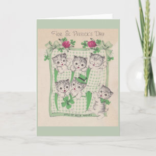 Tarjeta Retro Kittens St. Patrick's Day Greeting Card