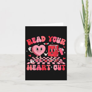 Tarjeta Retro Leer su corazón Día de San Valentín maestro