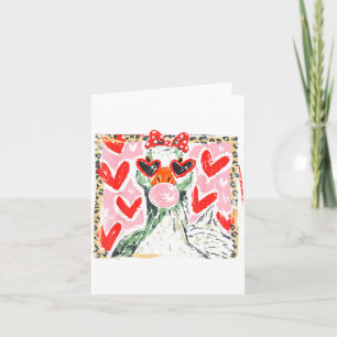 Tarjeta Retro Leopardo San Valentín Ganso Divertido Nk Coq