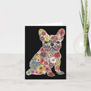 Tarjeta Retro Lindo Bulldog Francés Floral Mascota Perro A