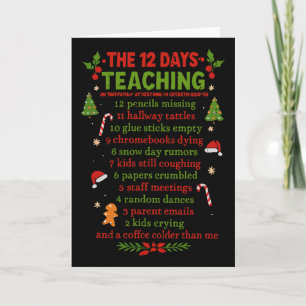 Tarjeta Retro Los 12 Días De Enseñanza De Navidad Profesor