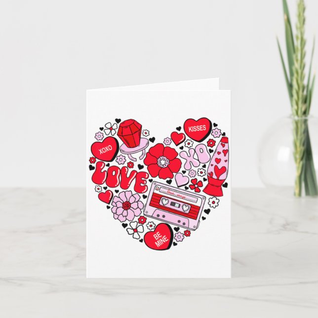 Tarjeta Retro Love Valentines Day Xoxo Conversation Hearts (Anverso)