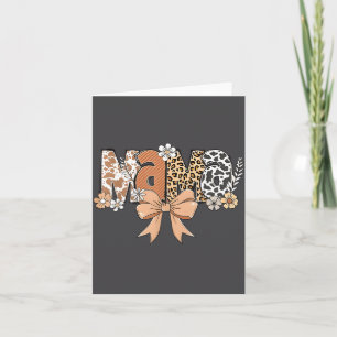Tarjeta Retro Mama Coquette Lazos Leopardo Mamá Día de la