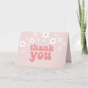 Tarjeta Retro margarita boho floral cumpleaños gracias