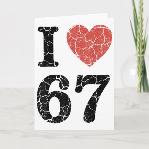 Tarjeta Retro Me Encanta 67 Corazón Número 67 Meme Diverti