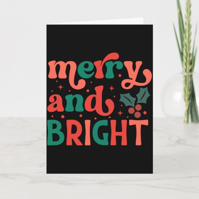 Tarjeta Retro Merry Bright Christmas Baby  (Anverso)