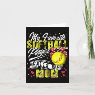 Tarjeta Retro Mi Jugador de Softbol Favorito Me Llama Mamá