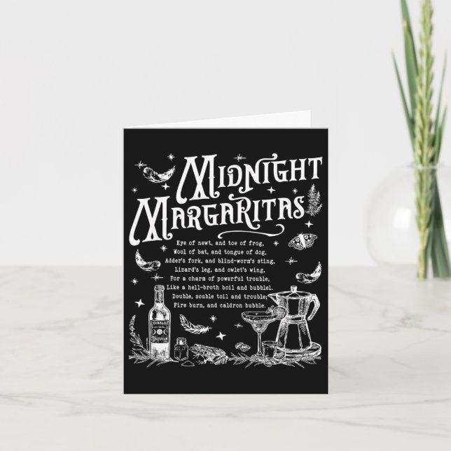 Tarjeta Retro Midnight Margaritas Funny Halloween Magico (Anverso)