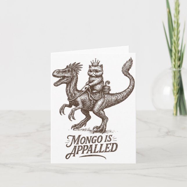 Tarjeta Retro Mongo Is Appalled Princess Cat Riding Dinosa (Anverso)