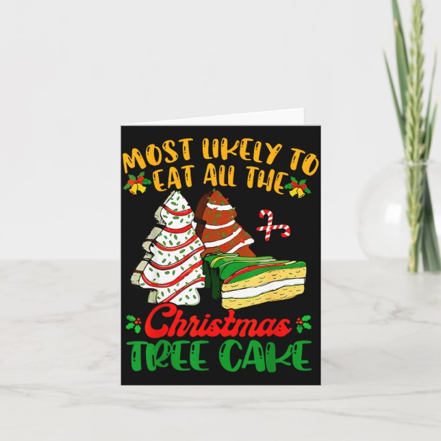 Tarjeta Retro Most Likely To Eat All The Christmas Tree Ca (Anverso)