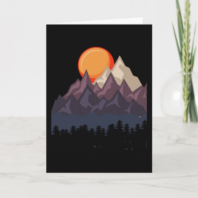 Tarjeta RETRO MOUNTAIN FOREST Funny Senderismo Wanderer (Anverso)