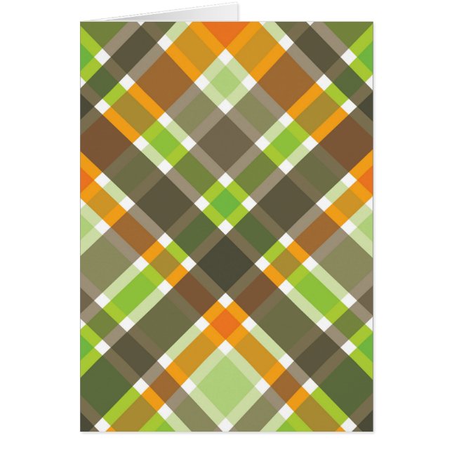 Tarjeta retro Naranja marrón verde en blanco (Frente)