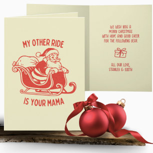 Tarjeta Retro Naughty Santa Yo Mama Funny Navidades