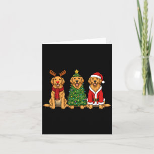 Tarjeta Retro Navidad Golden Retriever Santa Reno Perro