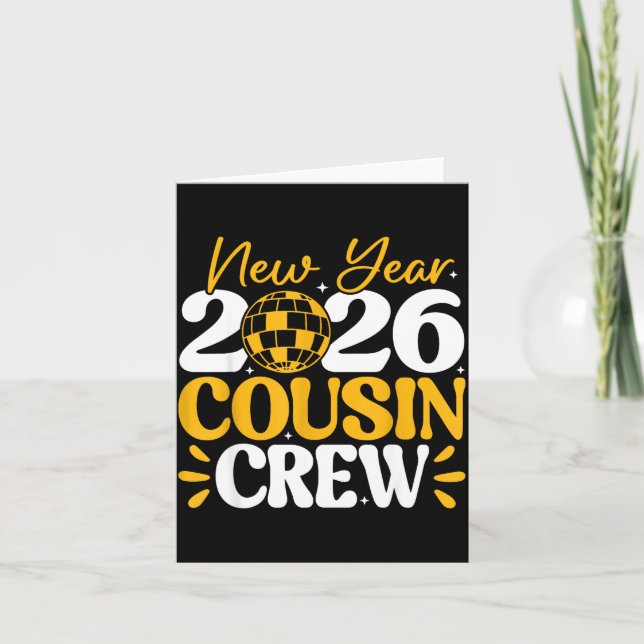 Tarjeta Retro New Year 2026 Cousin Crew New Years Eve Nye  (Anverso)