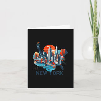 Tarjeta Retro New York Skyline Silhouette 