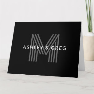 Tarjeta Retro Nombre/s moderno Monograma editable negro y