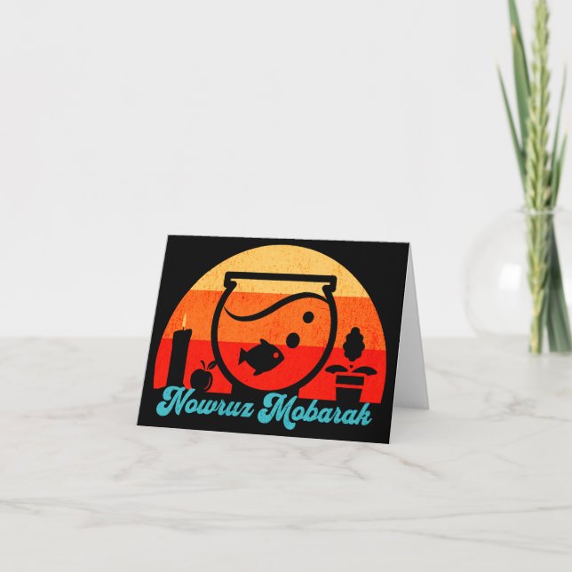 Tarjeta Retro Nowruz Mobarak Goldfish (Anverso)