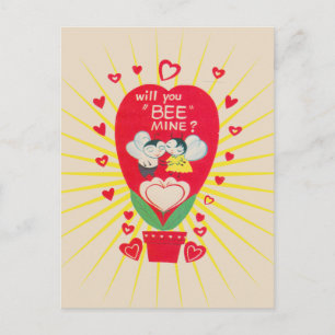 Tarjeta retro para mina de abeja Día de San Valent