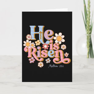Tarjeta Retro Pascua Groovy Él Ha Resucitado Christian Niñ