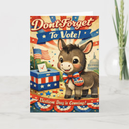 Tarjeta Retro Patriotic Donkey Vote Reminder