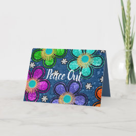 Tarjeta Retro Paz Fuera Estilo Hippie Flor Poder
