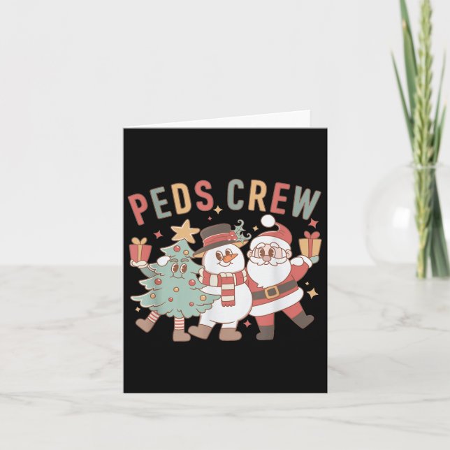 Tarjeta Retro Peds Crew Christmas Pediatric Nurse Nursing  (Anverso)