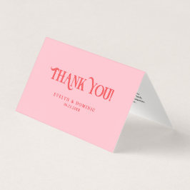 Tarjeta Retro Pink and Red Modern Wedding Photo Thank You 
