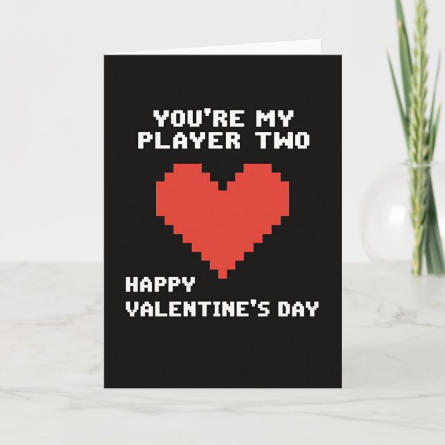 Tarjeta Retro Player Two Valentines Card (Anverso)