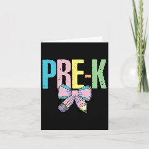 Tarjeta Retro Pre-k Coquette Bow Lápiz First Day Back to
