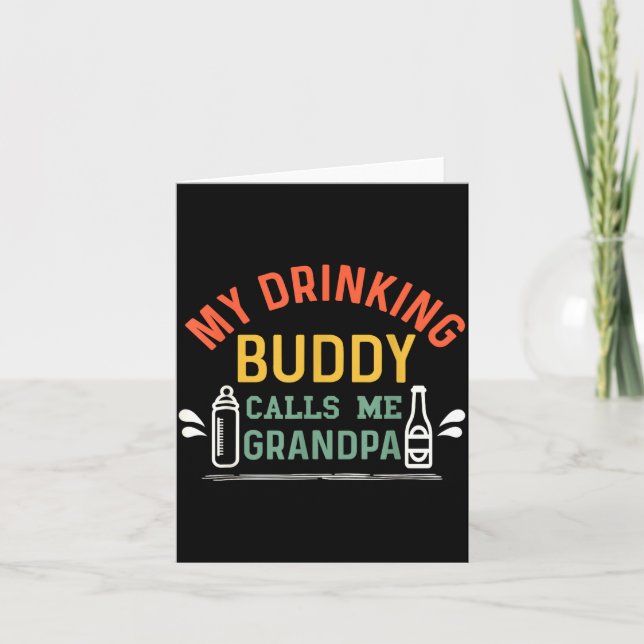 Tarjeta Retro Pregnancy Announcement Grandpa My Drinking B (Anverso)