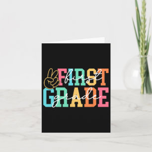 Tarjeta Retro Primer Grado Preppy De Vuelta Al Profesor De