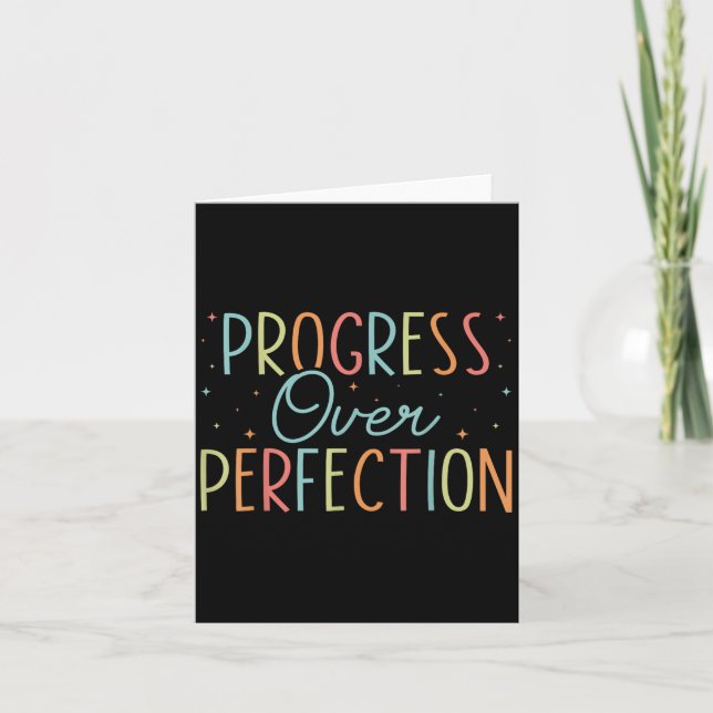 Tarjeta Retro Progress Over Perfection Motivational Quote  (Anverso)