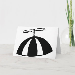 Tarjeta Retro Propeller Beanie Whimsical Negro y Blanco
