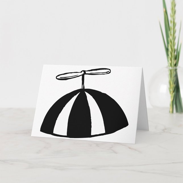Tarjeta Retro Propeller Beanie Whimsical Negro y Blanco (Subido por el creador)