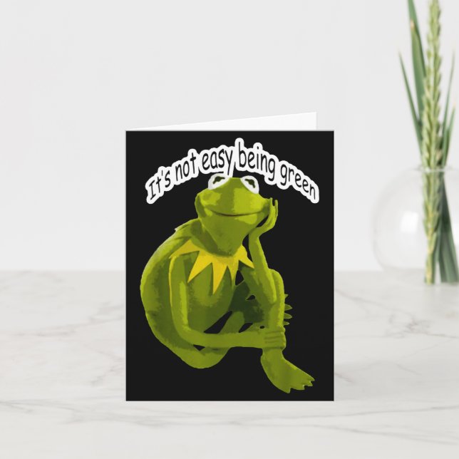 Tarjeta Retro Quote Its Not Easy Being Green Funny Frog An (Anverso)