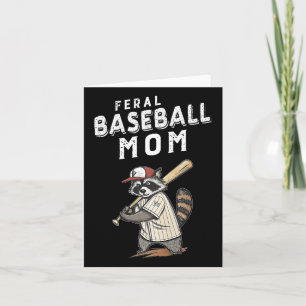 Tarjeta Retro Raccoon Feral Béisbol Mamá Trash Panda Sport