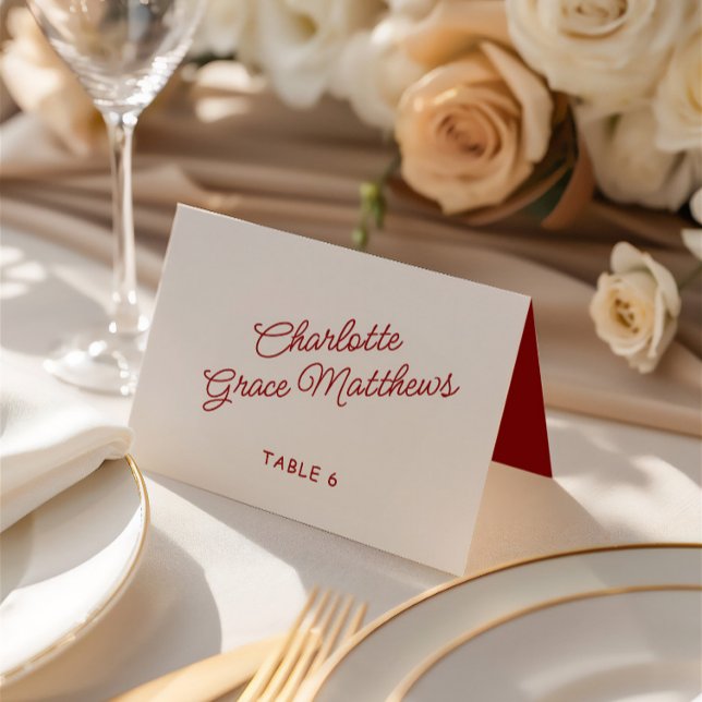 Tarjeta Retro Red & White Boda Guest Name Place (Retro Red & White Wedding Guest Name Place Card)