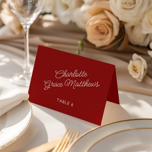 Tarjeta Retro Red & White Boda Guest Name Place (Retro Red & White Wedding Guest Name Place Card)