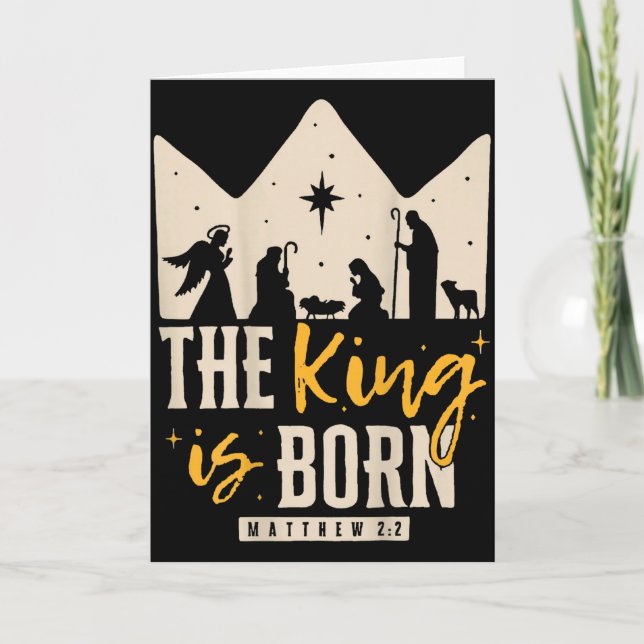 Tarjeta Retro Religious Christmas The King Is Born Christi (Anverso)